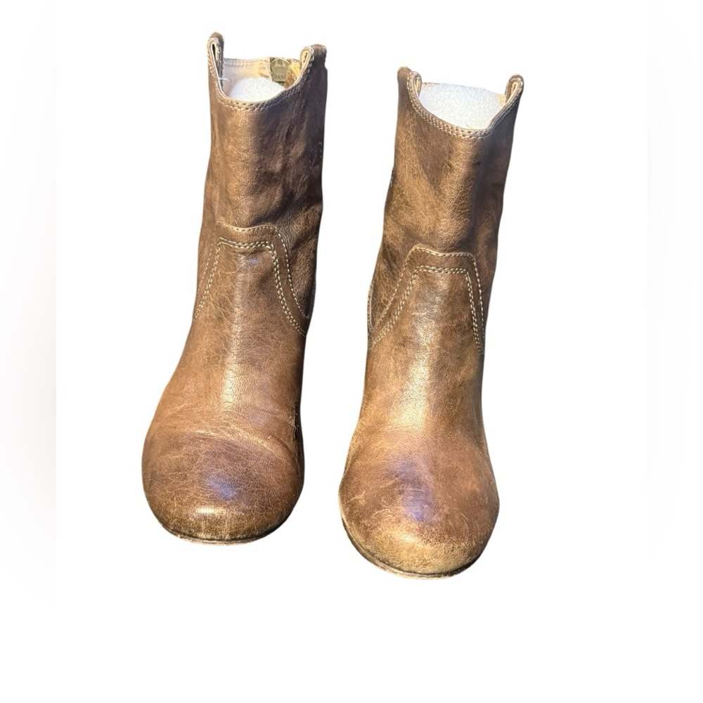 Frye Carson Wedge Hidden Approx 3 Inch Heel Brown Distressed Boho Bootie 8M - Picture 4 of 16